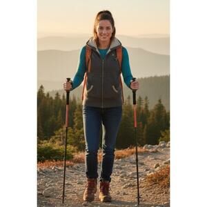 Nike Women's Small Gray Sherpa Shearling Lined Zip Up Vest Gorpcore Cozy